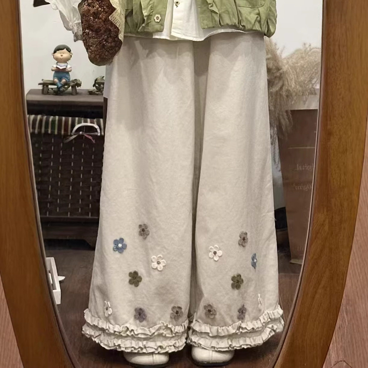 韩系文艺阔腿裤343443