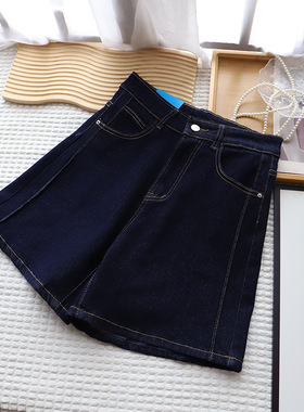 2025夏季新品韩版复古高腰宽松显瘦直筒百搭牛仔短裤女