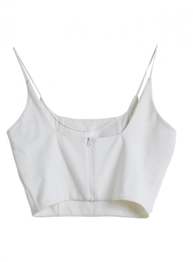 2025秋舒适细肩吊带胸垫一体外穿打底美背纯色短款露脐上衣89385