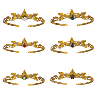 新款希腊女神复古银额饰水钻结婚头饰合金彩钻树叶发箍水晶头饰