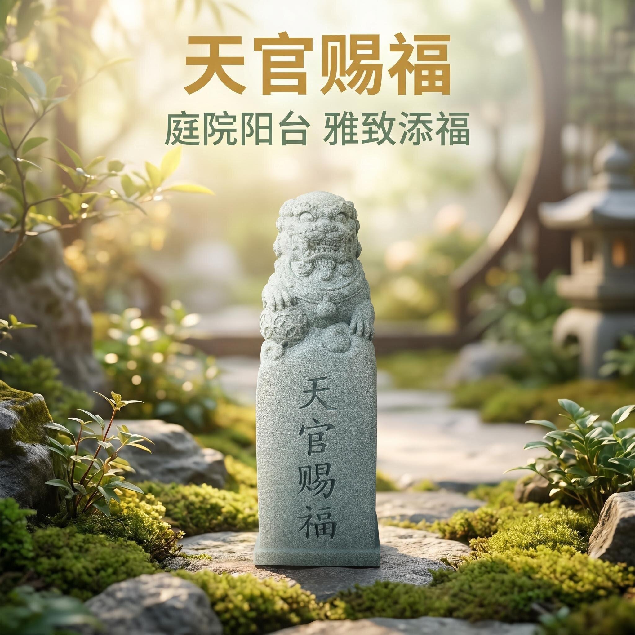 青砂石招财镇宅泰山石敢当石狮子摆件庭院家居客厅玄关装饰品