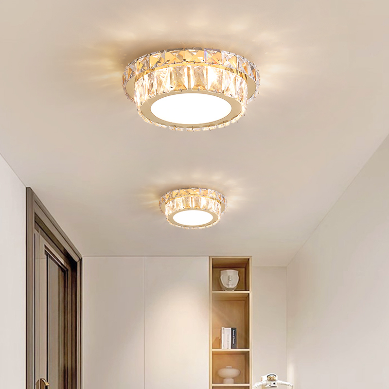 轻奢水晶吸顶过道灯走廊玄关简约阳台灯现代创意入户轻奢网红水晶