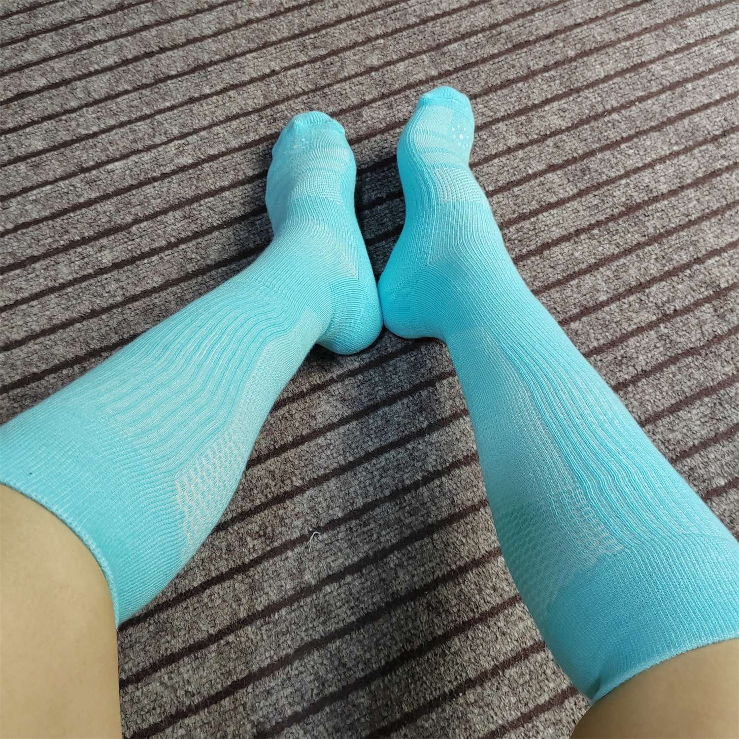 及膝蓝色长筒袜子男纯棉加厚