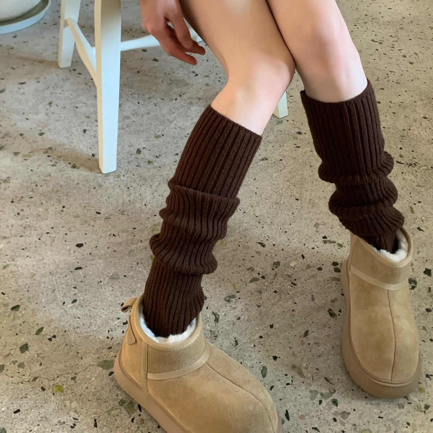 美拉德棕色袜套女配雪地靴加绒加厚保暖针织腿套堆堆袜修饰腿型,女士内衣/男士内衣/家居服,长筒袜,淘宝优惠券,粉丝福利购,淘宝优惠卷
