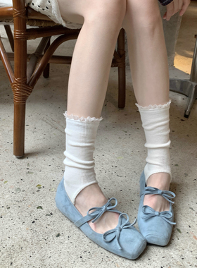 甜美风白色蕾丝堆堆袜女2026新款爆款中筒袜套半掌袜纯棉花边袜子