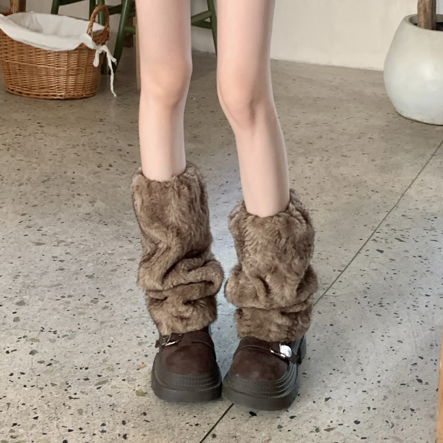 棕色复古仿皮草毛毛袜套堆堆袜女秋冬加厚保暖亚文化jk毛绒腿套,女士内衣/男士内衣/家居服,长筒袜,淘宝优惠券,粉丝福利购,淘宝优惠卷