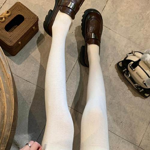 格雷灰秋冬款过膝袜精梳棉双针·