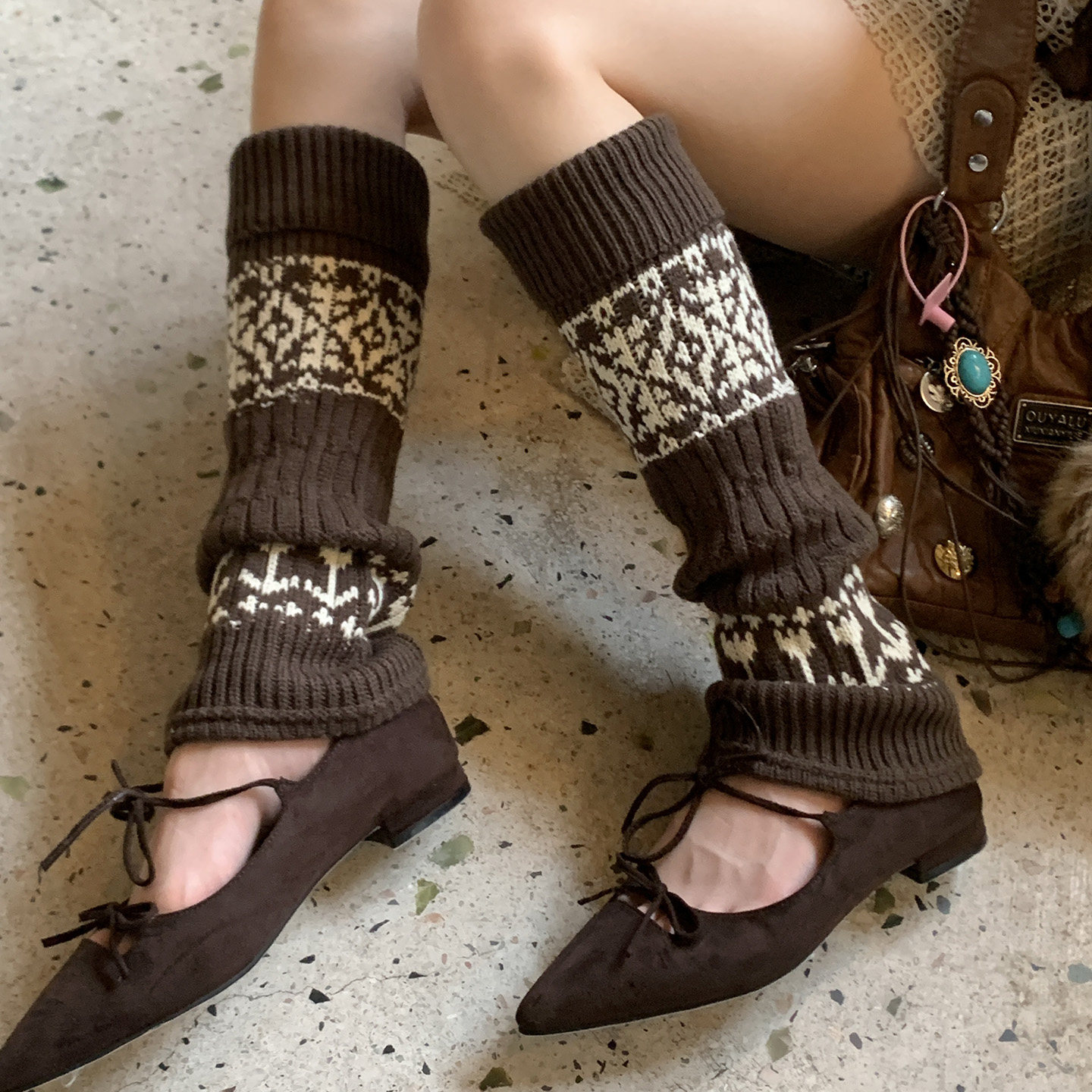 费尔岛保暖羊毛堆堆袜套