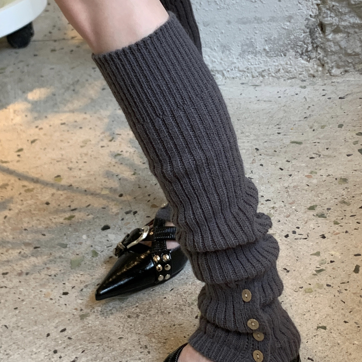 深灰色复古纽扣装饰袜套堆堆袜秋冬针织护腿开叉百搭显瘦腿套腿袜,女士内衣/男士内衣/家居服,长筒袜,淘宝优惠券,粉丝福利购,淘宝优惠卷