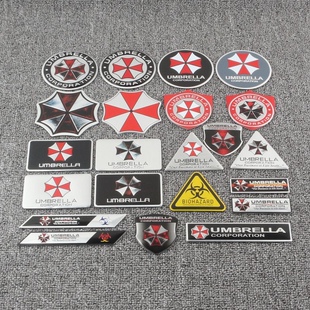 生化危机车贴安布雷拉保护伞个性立体铝合金拉丝金属汽车改装车标