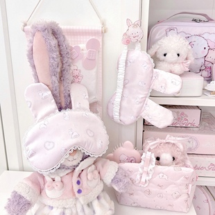 MG原创兔耳眼罩白兔系列绸缎蕾丝边少女感睡眠神器柔软贴合不勒眼