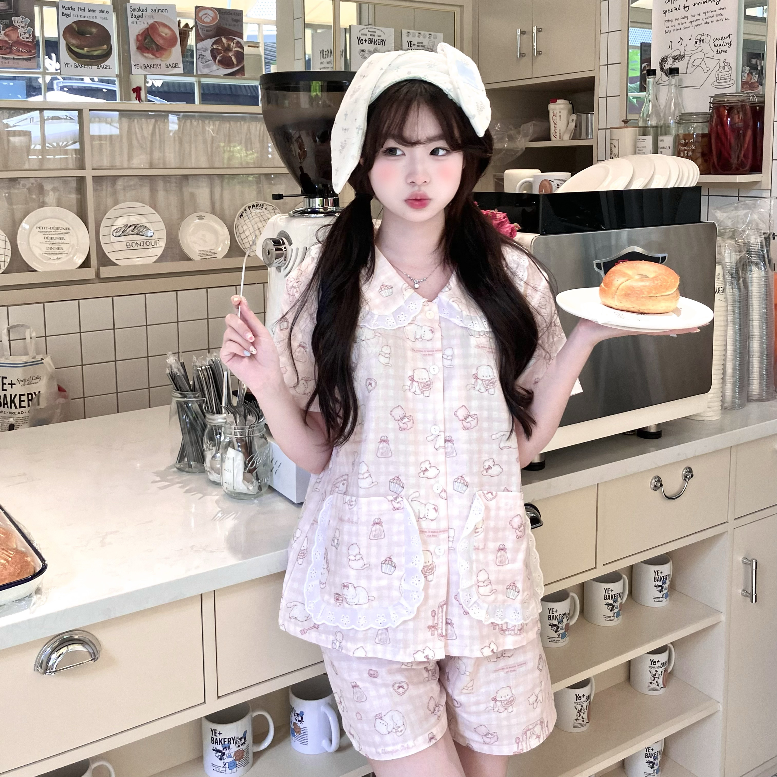MG原创设计睡衣少女蕾丝领边全棉短袖长袖家居服套装春秋夏季薄款