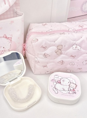 MG原创牙套盒猫咪系列正畸隐形保持器带镜子随身收纳盒透气便携