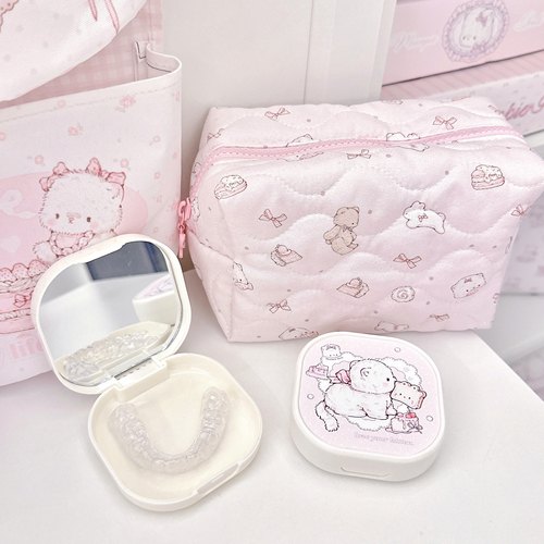 MG原创牙套盒猫咪系列正畸隐形保持器带镜子随身收纳盒透气便携