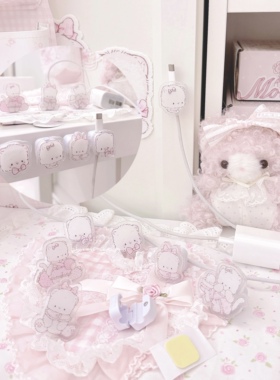 MG原创数据线固定器猫咪系列亚克力办公桌面理线器充电器收纳神器