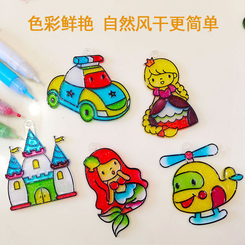 免烤胶画儿童diy手工制作涂色画图片