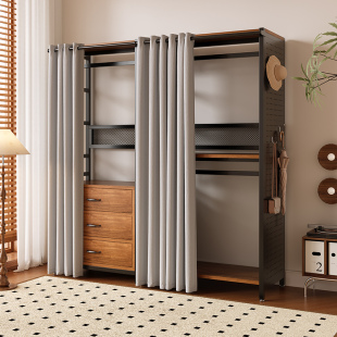 衣柜家用卧室落地挂衣架置物架洞洞板衣柜定制衣帽间开放式 衣帽架