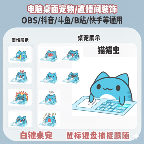 猫猫虫咖波宠bangocat鼠标键盘实时跟随直播装饰电脑宠物OBS抖音