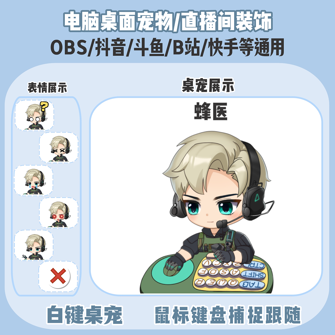 直播间桌宠bangocat鼠标键盘实时跟随直播间装饰电脑宠物OBS抖音