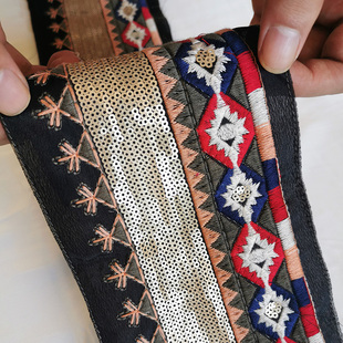 10.5cm公分宽少数民族风亮片织带diy花边 复古特色刺绣服饰包辅料