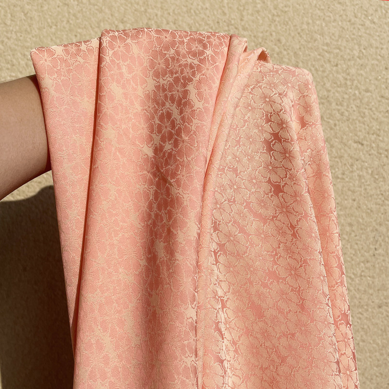 双色阳离子提花橙粉花双面暗纹提花马面裙古风汉服旗袍连衣裙布料,纺织面料/辅料/配套,棉麻面料,淘宝优惠券,粉丝福利购,淘宝优惠卷
