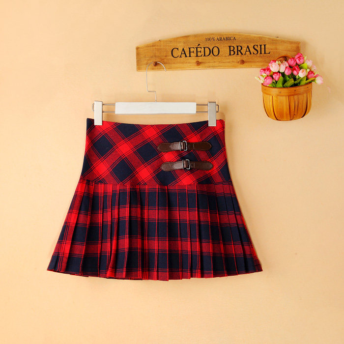 韩版学院风中腰修身弹力棉质百褶A字短裙女学生复古格子半身裙潮|msdalam kategori Butik wanita / wanita, skirt - dari Buy2taobao.com untuk memberikan perkhidmatan ejen Taobao profesional membeli