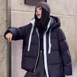 2025冬季新款连帽宽松90白鸭绒小个子保暖外套韩版短款羽绒服女