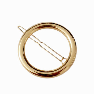 欧美极简几何合金抛光圆形边夹发夹女 发饰品 工厂直销 亚马逊热卖