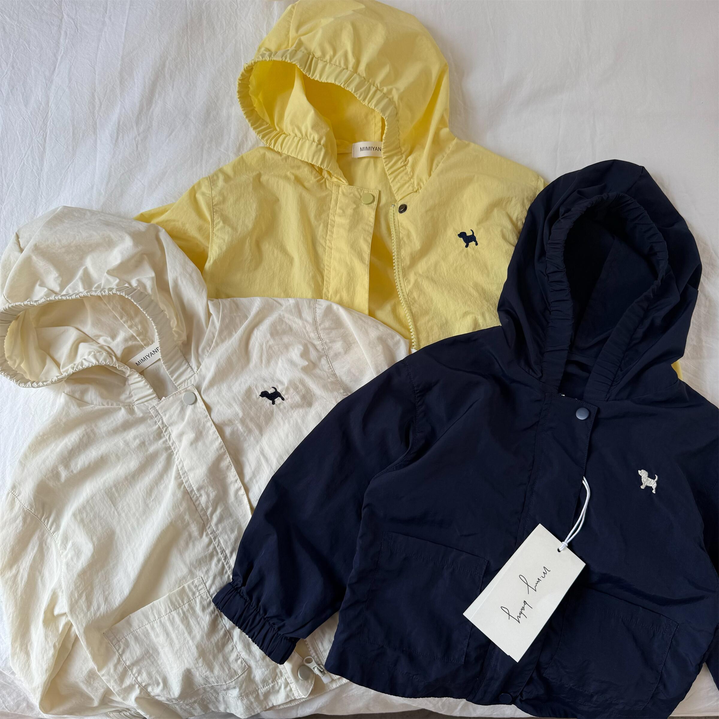 辰妈儿童外套2025春夏男女童日系蓝狗刺绣防晒衣宝宝洋气连帽上衣