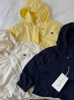 辰妈儿童外套2025春夏男女童日系蓝狗刺绣防晒衣宝宝洋气连帽上衣