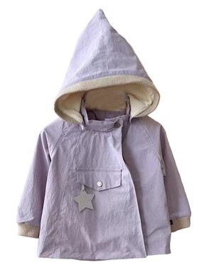 儿童罩衣秋冬新款三防薄绒罩衫男女童宝宝冬季连帽外套防油耐脏