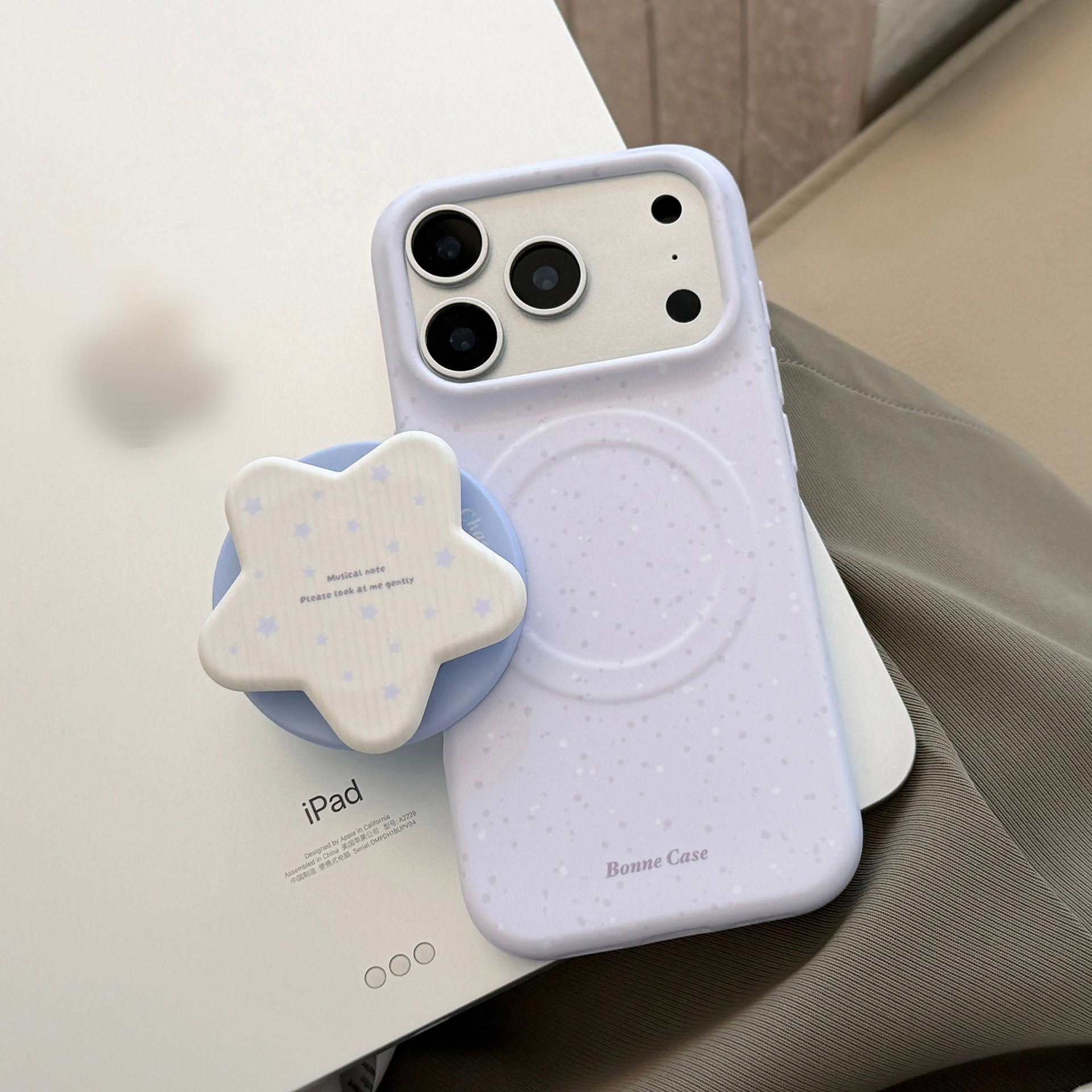 简约ins清新温柔紫色星星菲林磁吸支架适用苹果17promax手机壳iPhone16pro女生15韩系小众14高颜值13防摔软壳