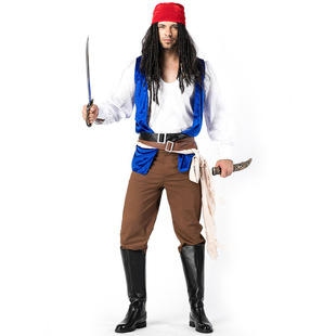 万圣节男成人加勒比海盗服装 长裤海盗游戏制服cosplay舞台演出服