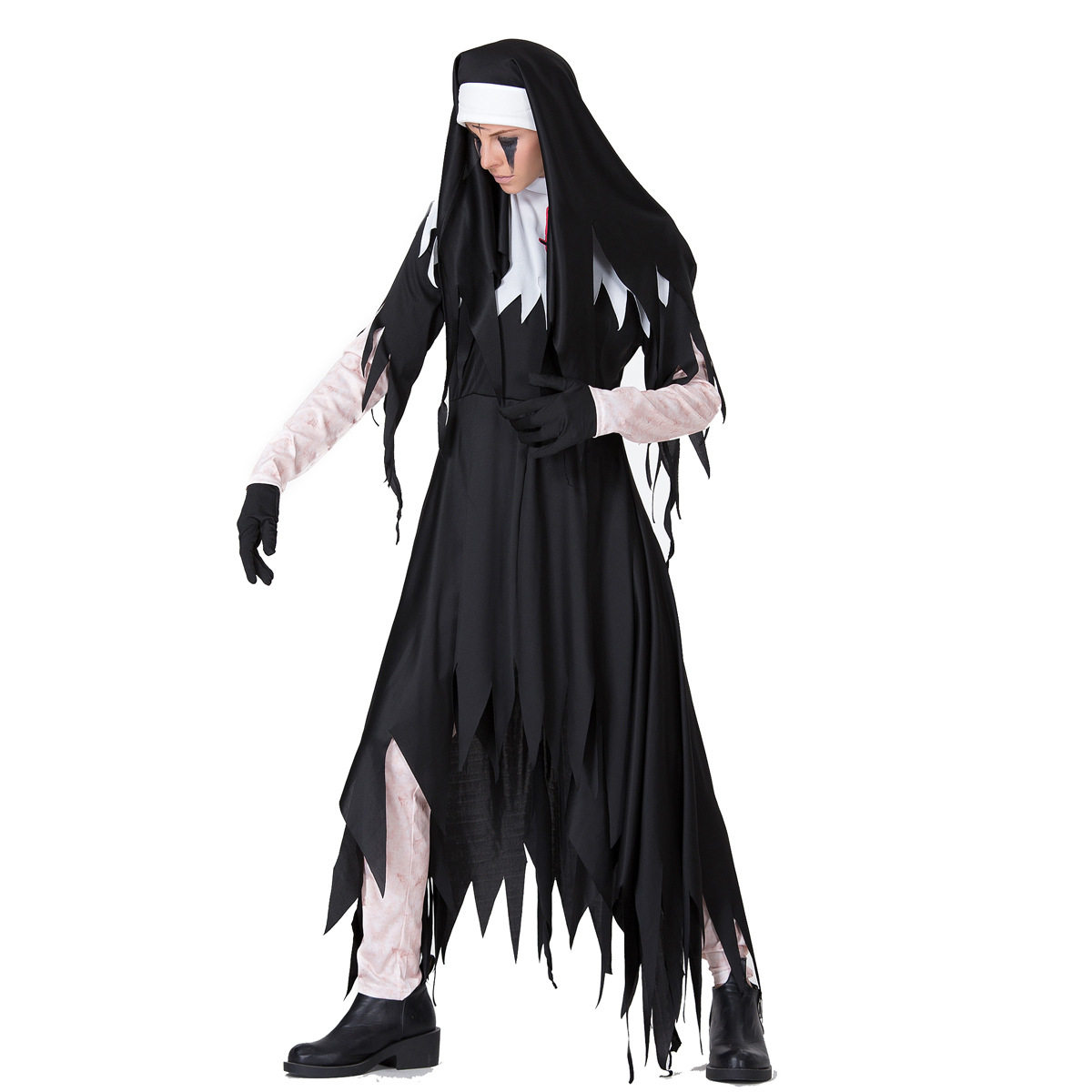 万圣节女成人修女扮演服丧尸装修女牧师服传道士服装不规则丧尸装