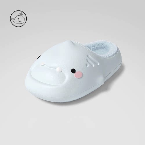 chikoku鲨鱼卡通防水防滑棉拖鞋