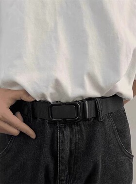 2024新款自动扣布腰带男女尼龙皮带军迷佩饰户外编织潮流腰带GH-4