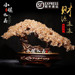 天然黄水晶摇钱树多色家装饰品新居乔迁客厅玄关开业风水礼品摆件