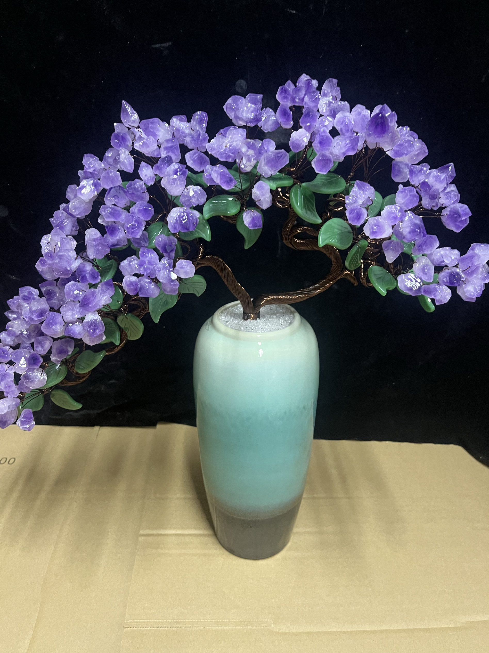 紫水晶招财树摇钱树家居装饰品客厅创意开业礼品电视柜发财树摆件