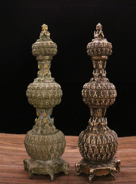 黄铜家居千佛塔舍利子藏器摆件