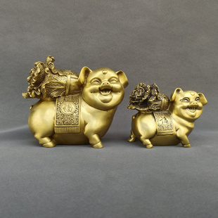 铜猪摆件招财百财白菜猪十二生肖福字猪聚财吉祥物家居桌面中式