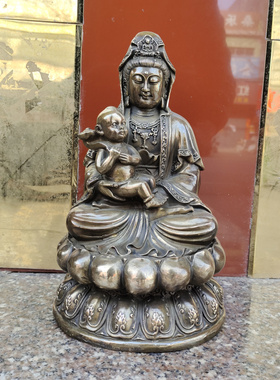 黄铜客厅送子观音高30公分家居