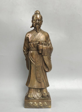 黄铜门厅商圣范蠡铜像招财摆件