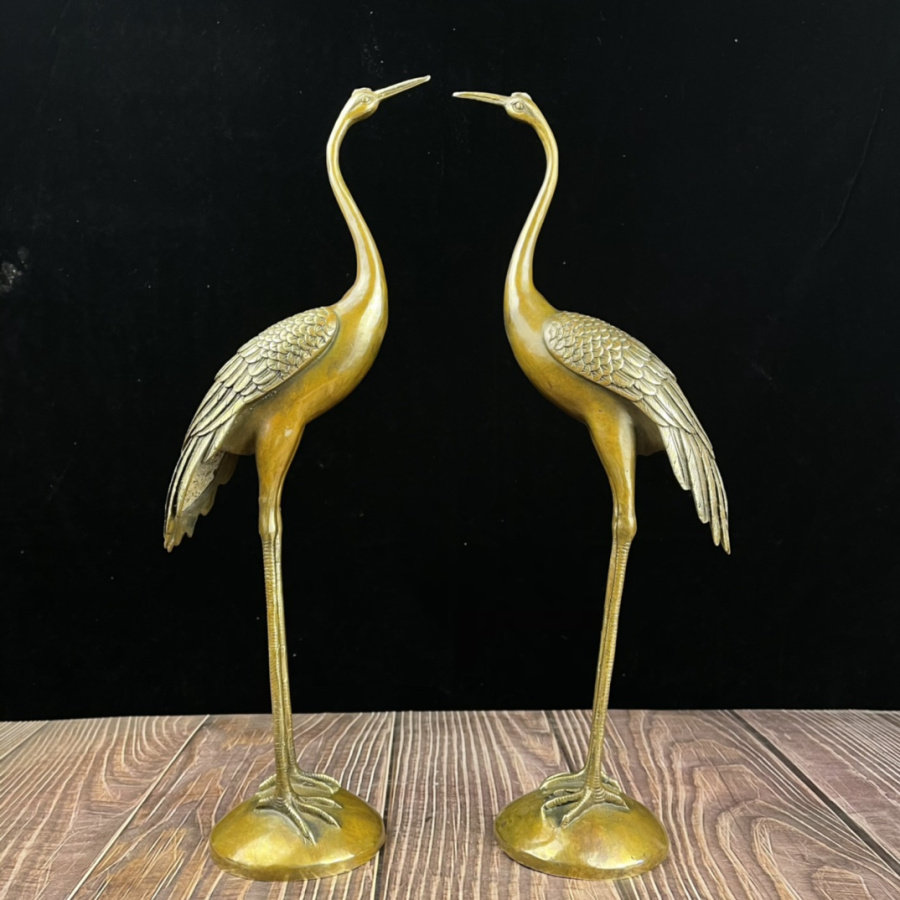 开运铜仙鹤摆件一对铜龟铜鹤延年长寿龙龟仙鹤桌面大号祝寿铜鹤家