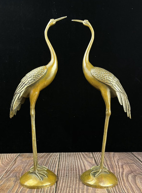 仙鹤一对铜龟黄铜纳福客厅摆件