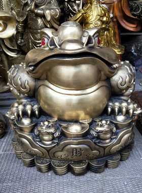 大号金蟾王蟾蜍黄铜招财中式门厅