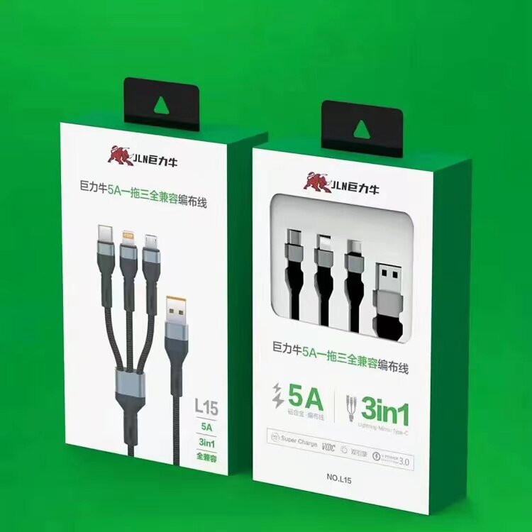 巨力牛l15全兼容5a超级快充 一拖三数据线适用于苹果 安卓 ty-c