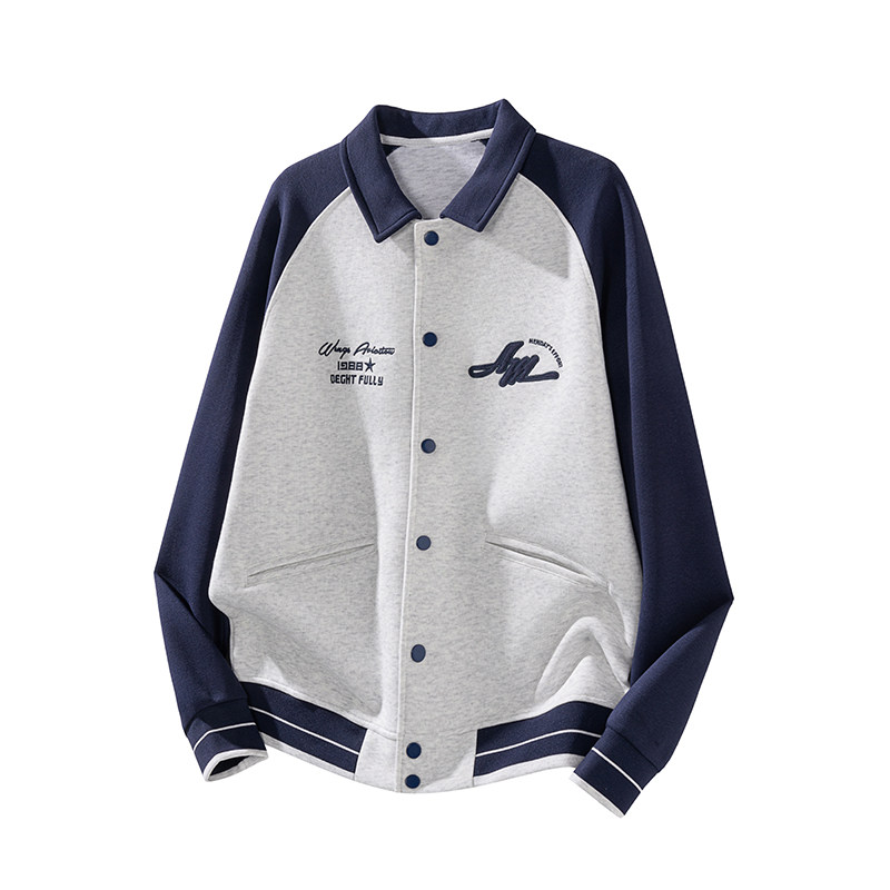 美式复古风毛呢开衫卫衣男宽松休闲潮流夹克外套男士潮牌秋冬季