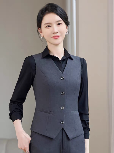 新款时尚气质百搭职业装套装女春秋款洋气减龄显瘦马甲长裤两件套