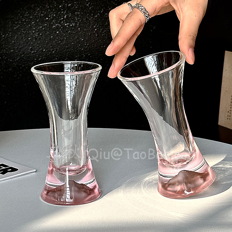高级感磨砂粉收腰观山杯香槟杯