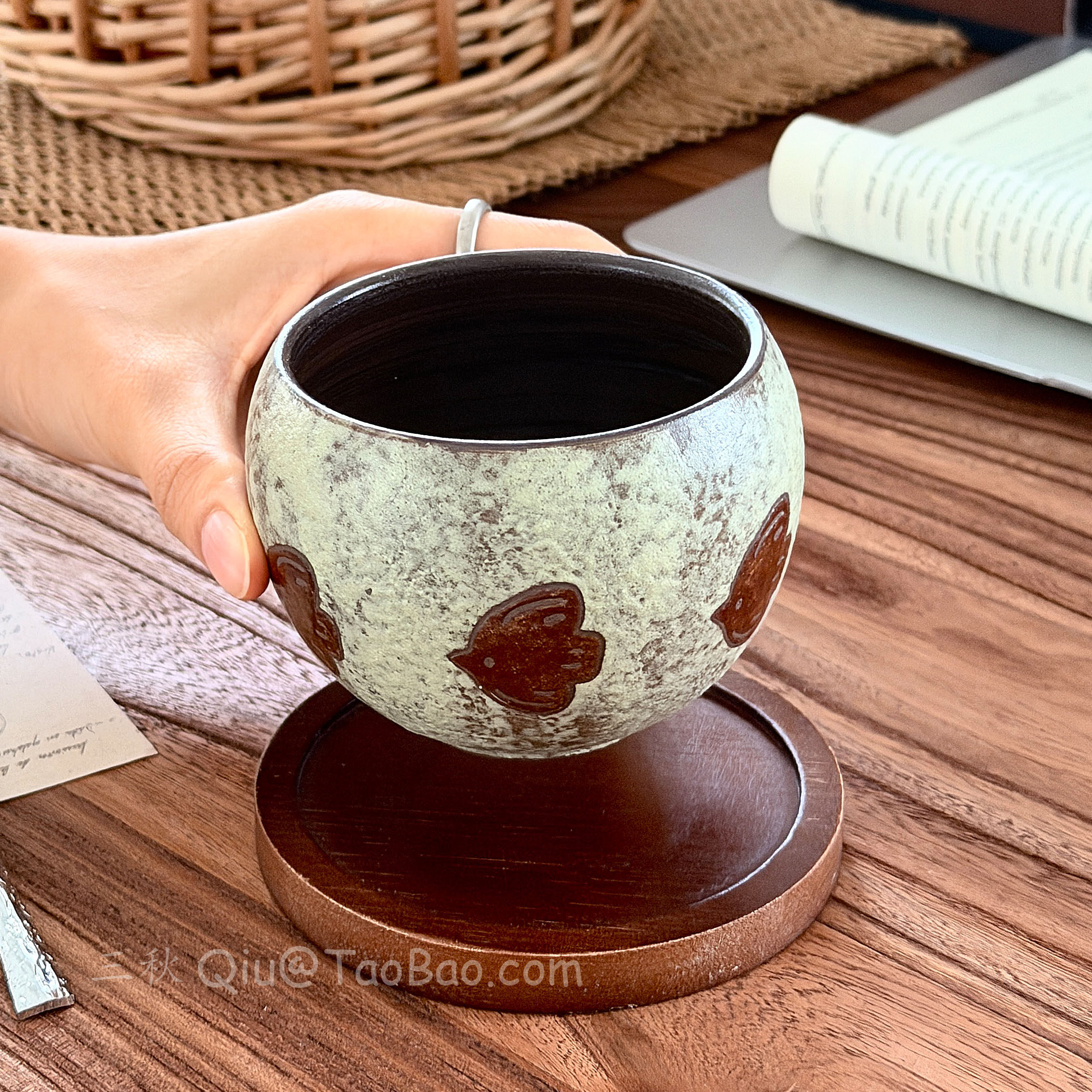 侘寂风日式拉花杯咖啡拿铁杯水杯